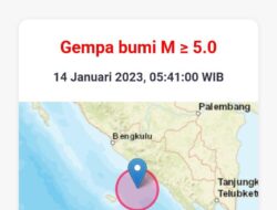 Gempa 5,3 Magnitude di Kaur Bengkulu Terasa Hingga Liwa