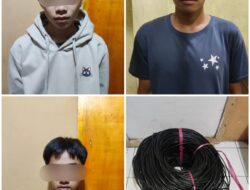 Ketahuan Curi Kabel, Tiga Remaja Diangkut Tekab 308 Polsek Sekincau