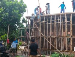 Danramil 426-04 Banjar Agung Bersama Masyarakat Lakukan Pengecoran Bangunan Masjid