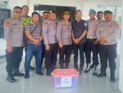 Polres Lamteng Kawal Ketat Pergeseran Logistik Pemilu ke KPU Provinsi