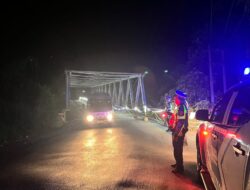 Cegah Laka Lantas dan Kejahatan Jalanan, Satlantas Polres Way Kanan Patroli Malam di Jembatan Way Giham